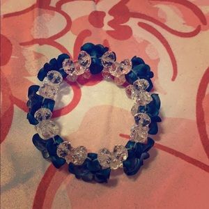 Blue plumeria crystal bracelet
